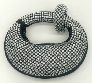 JW PEI Mimi Abacus Rhinestone Crystal Mini Top Handle Bag Black Silver Purse